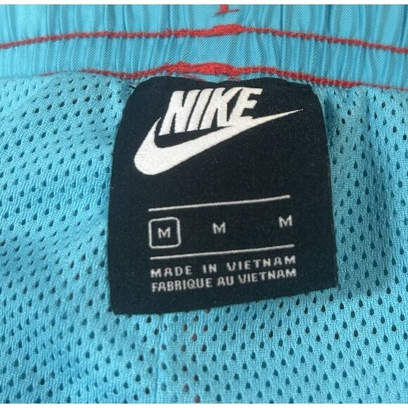 Nike Logo Embroidered  Teal & Dark Orange Woven Sports Shorts Size Medium - Picture 6 of 11